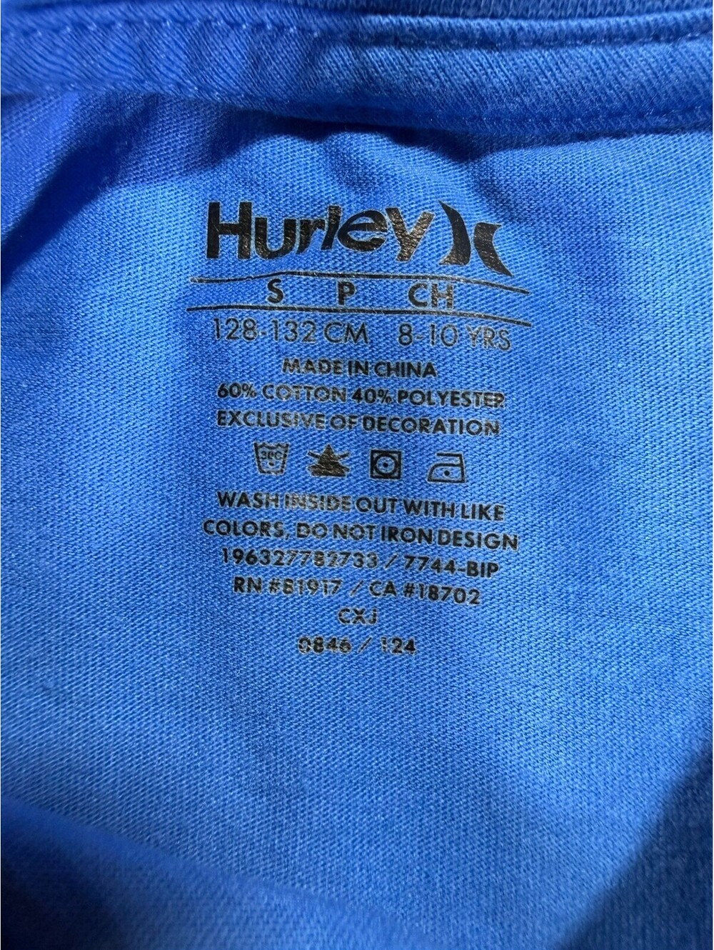 Hurley Surfing Graphic Shirt Sleeve Blue T-shirt Kids Size S (8-10) YRS - Picture 5 of 7